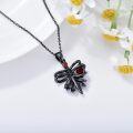 wholesale Black 925 Sterling Silver Red Heart Dragonfly Pendant Necklace for Women and Men-0-1
