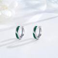 wholesale 925 Sterling Silver Emerald Stone Viking Celtic Cross Huggie Hoop Earrings 15mm for Women Men Gifts-0-2