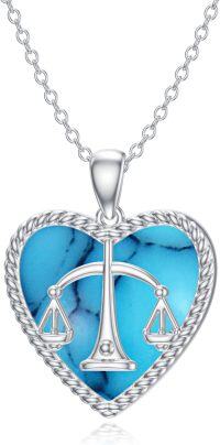 wholesale 925 Sterling Silver Heart-Shaped Turquoise Libra Pendant Necklace-Libra (9.23-10.22)