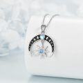 wholesale 925 Sterling Silver Moonstone Crescent Moon & Star Pendant Necklace-0-3