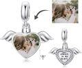 wholesale 925 Sterling Silver Heart Photo Charm with Wings Cremation Keepsake Urn for Ashes Bracelet Necklace Gift for Women-0-1