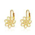 wholesale 14K Gold Daisy Flower Leverback Dangle Hoop Earrings Jewelry for Women Teen Girls Christmas Gift-0-0