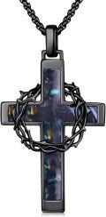 wholesale Sterling Silver Cross Necklace with Crown of Thorns Pendant Catholic Jewelry for Men Women-0-18