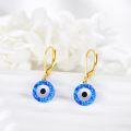 wholesale 14K Gold Blue Opal Evil Eye Leverback Earrings-0-3