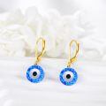 wholesale 14K Gold Blue Opal Evil Eye Leverback Earrings-0-3
