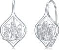 wholesale 925 Sterling Silver Mother Daughter Leverback Drop Earrings with Family Design-0-0