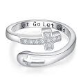 wholesale 925 Sterling Silver Cross Faith Rings Wholesale With Gold Accent-0-0