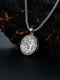 wholesale 925 Sterling Silver Round Tree of Life Photo Locket Necklace with Chain Forever in My Heart Gift for Women/Men-0-4
