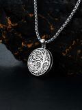 wholesale 925 Sterling Silver Round Tree of Life Photo Locket Necklace with Chain Forever in My Heart Gift for Women/Men-0-4