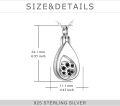 wholesale 925 Sterling Silver Teardrop Cremation Jewelry Pendant with Black Crystal Paw Print and Funnel Set for Ashes Memorials-0-3