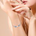 wholesale 925 Sterling Silver Blue Opal Shell Heart Charm Bracelet for Women-0-4