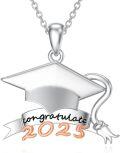wholesale 925 Sterling Silver Graduation Cap Pendant Necklace with Congratulate 2025 Charm - College/High School Jewelry for Women-0-0