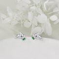wholesale 925 Sterling Silver Koala Bear Stud Earrings with Green Leaves - Adorable Animal  for Women and Girls-0-1