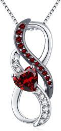 wholesale 925 Sterling Silver & Birthstone Heart Infinity Necklace for Women, Adjustable Chain, Hypoallergenic, Romantic Gift for Wife Girlfriend Mother-0-0