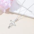 wholesale 925 Sterling Silver Blue Sapphire Aquarius Zodiac Constellation Cross Pendant Necklace-0-4