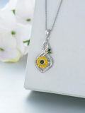 wholesale 925 Sterling Silver Butterfly & Yellow Flower Infinity Pendant Necklace with CZ Stones and Adjustable Chain 45cm-63cm Length - Unique  for Women Girls-0-4