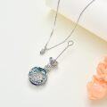 wholesale 925 Sterling Silver Aquarius Zodiac Sign Blue Crystal Cremation Jewelry with Funnel Pendant Necklace-0-5