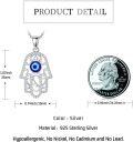 wholesale 925 Sterling Silver Blue Evil Eye Hamsa Hand Pendant Necklace for Women-0-3