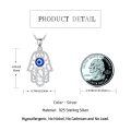 wholesale 925 Sterling Silver Hamsa Hand Evil Eye Pendant Necklace For Women Fashion Jewelry-0-3