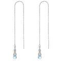 wholesale 925 Sterling Silver Rainbow Moonstone Drop Earrings White Gold Plated Long Chain Threader-0-0