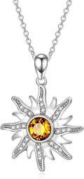 wholesale Sterling Silver Simulated Birthstone Sun Moon Star Pendant Necklace-0-0