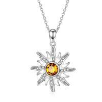 wholesale 925 Sterling Silver Crescent Moon Pendant Necklace Wholesale With Heart And Sun Design-Sun-Dec.
