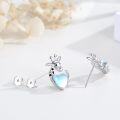wholesale 925 Sterling Silver Heart-Shaped Moonstone Giraffe Stud Earrings with Blue Glow-0-1
