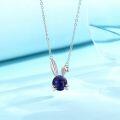 wholesale 925 Sterling Silver Lapis Lazuli Bunny Pendant Necklace for Women and Girls-0-1