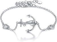 wholesale 925 Sterling Silver Infinity Anchor Heart Adjustable Bracelet-装饰艺术