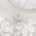 wholesale 925 Sterling Silver Angel Wings Pendant Necklace with Cubic Zirconia Stones for Women's Fashion-0-4