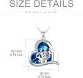 wholesale 925 Sterling Silver Blue Crystal Cow Heart Pendant Necklace for Women Girls Gifts-0-2