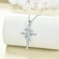 wholesale 925 Sterling Silver Blue Lily Birth Flower Cross Pendant Necklace for Women-0-2