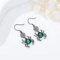 wholesale 925 Sterling Silver Green Stone Pentagram Spider Drop Earrings Gothic Jewellery-0-1