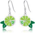 wholesale 925 Sterling Silver & Cubic Zirconia Lemon Earrings, Fresh Summer Citrus Design, 0.51x0.59, 3.3g, Hypoallergenic, Gift for Women-0-0