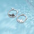 wholesale 925 Sterling Silver 3D Cross Design Black Enamel Small Circle Hoop Earrings for Women Girls -0-4