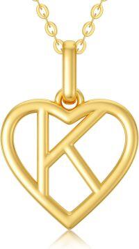 wholesale 14K Gold A Heart Initial Necklace 18 Adjustable Chain-K