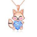 wholesale 925 Sterling Silver Birthstone Cute Fox Heart Pendant Necklace for Women-0-0