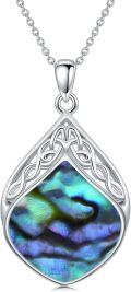 wholesale Sterling Silver Natural Stone Celtic Knot Teardrop Pendant Necklace-0-0