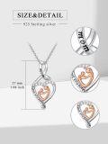 wholesale 925 Sterling Silver Heart-Shaped Mom and Child Pendant Necklace with Cubic Zirconia Elements - I Love You Forever Inscription-0-1