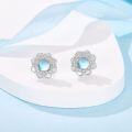 wholesale 925 Sterling Silver Lotus Flower Moonstone Stud Earrings for Women Girls -0-2