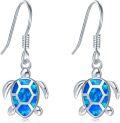 wholesale 925 Sterling Silver Sea Turtle Blue Opal Dangle Earrings Hawaiian Beach s for Women-0-0