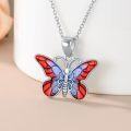 wholesale 925 Sterling Silver Purple & Yellow Enamel Butterfly Pendant Necklace for Women Gifts-0-19