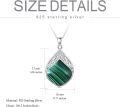 wholesale Sterling Silver Natural Stone Celtic Knot Teardrop Pendant Necklace-0-46