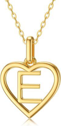 wholesale 14K Gold A Heart Initial Necklace 18 Adjustable Chain-E