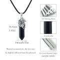 wholesale 925 Sterling Silver Eagle Head Black Onyx Crystal Point Pendant Necklace-0-5