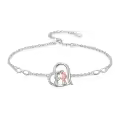 TOUPOP Sterling Silver Heart Bracelet with Stone Gifts For Sister-0-0