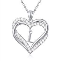 TOUPOP Sterling Silver Heart Initial A-Z Letter Pendant Necklace-undefined