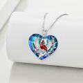 wholesale TOUPOP Christmas Gifts Red Cardinal Pendant Necklace S925 Sterling Silver Crystal Cardinal Jewelry Bird Memorial Tree Pendant Jewelry Gift For Women -0-3