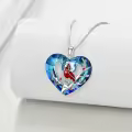 TOUPOP Sterling Silver Crystal Red Cardinal Pendant Necklace Bird Memorial Jewelry Gift-0-3