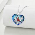 TOUPOP Sterling Silver Crystal Red Cardinal Pendant Necklace Bird Memorial Jewelry Gift-0-3